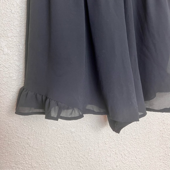 ASTR Chiffon Romper Womens Large Black Surplice Ruffle Hem Lined - Picture 12 of 15